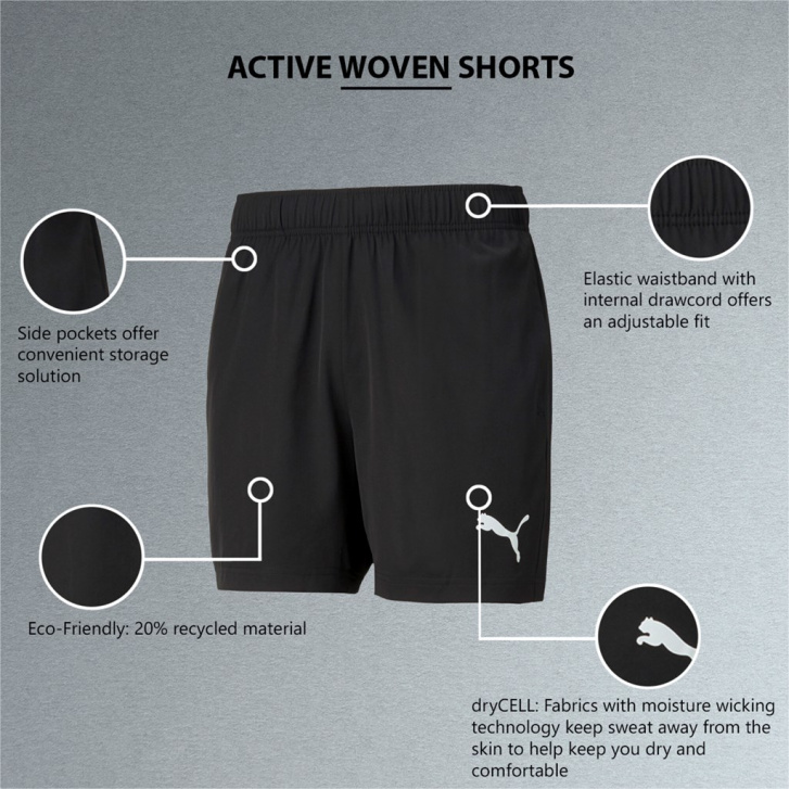 PUMA - PÁNSKÉ KRAŤASY ACTIVE WOVEN SHORTS 5""